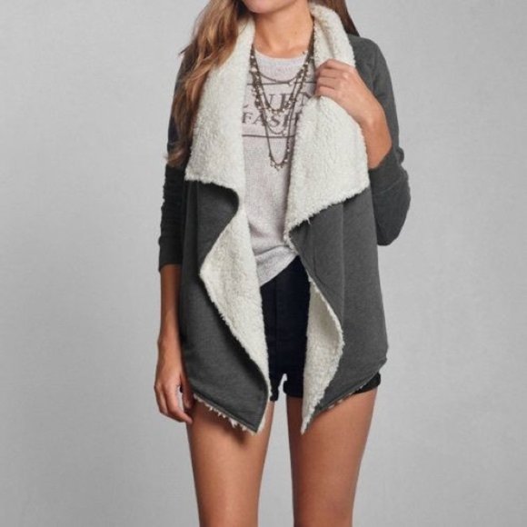 abercrombie sherpa lined cardigan